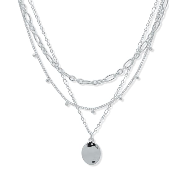 Nine West Silver-Tone Multi Row Chain Pendant Necklace - image 