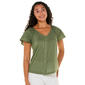 Womens Zac & Rachel Short Sleeve Stripe Button Front Blouse - image 1
