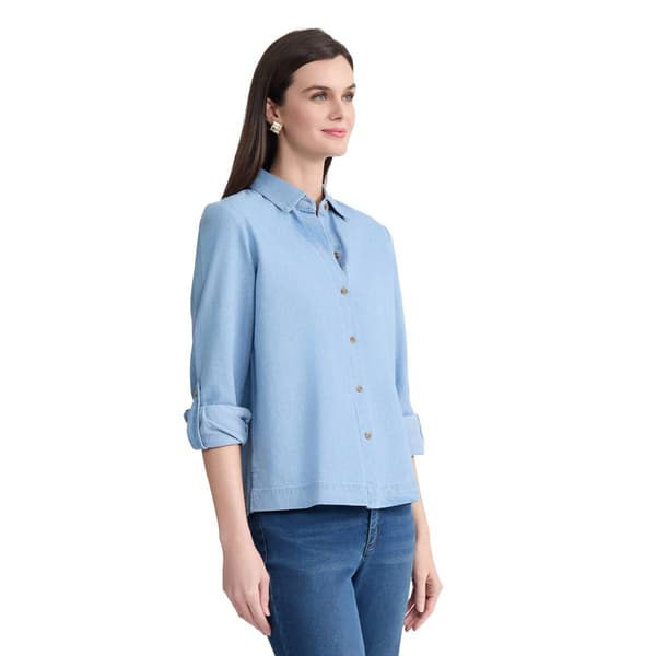 Womens Jones New York Roll Tab Sleeve Button Down Blouse
