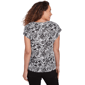 Womens Hearts of Palm In Black & White Ruffle Floral Blouse - image 2