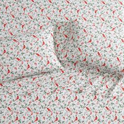 Laura Ashley Jolly Cardinals Cotton Flannel Sheet Set