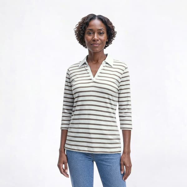 Womens Hasting & Smith 3/4 Sleeve Stripe Pullover Tee