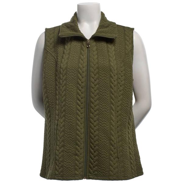 Womens Emily Daniels Solid Cable Knit Zip Front Vest