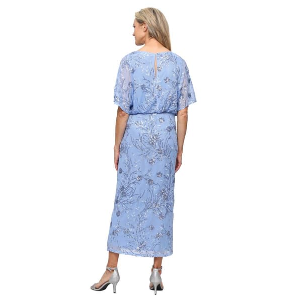 Petite SLNY Blouson Sleeves Sequin Mesh Midi Dress