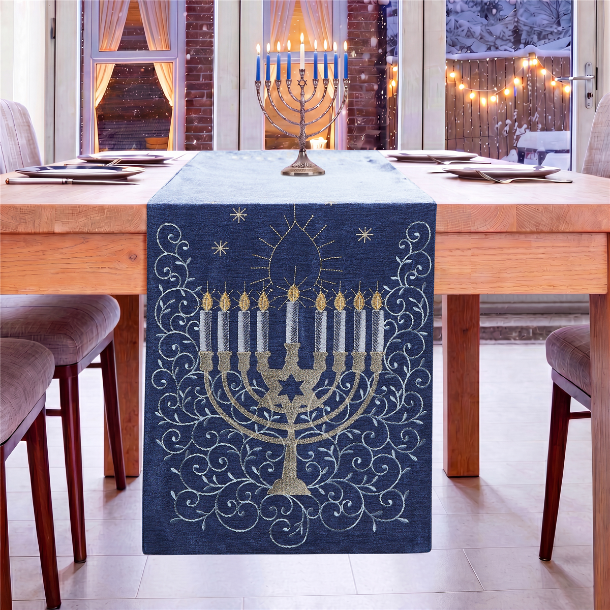 Avanti Menorah Runner - 14x72