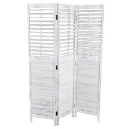 9th & Pike(R) Rustic White Wood Room Divider Screen