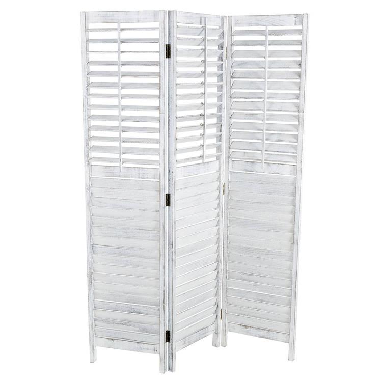 9th & Pike(R) Rustic White Wood Room Divider Screen