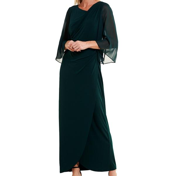 Womens Connected Apparel Sheer Wide Sleeve Asymmetric ITY Gown