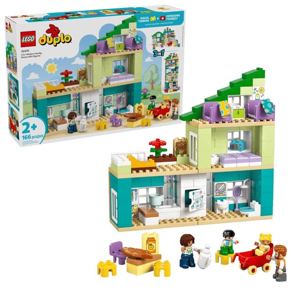 LEGO(R) DUPLO(R) 3 in 1 Modern Family House with Figures Building Kit