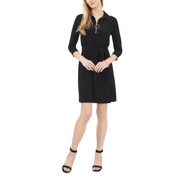 Womens MSK 3/4 Sleeve Blouson 1/2 Zip Solid Dress - image 