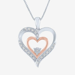 Nova Star&#40;R&#41; Pink Plated Accent Lab Grown Diamond Heart Necklace