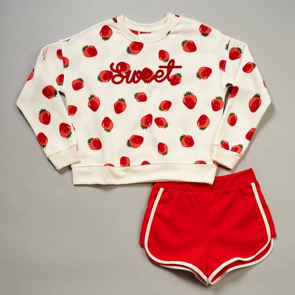 Girls (7-16) No Comment Oversized Sweet Sweatshirt & Shorts Set - image 