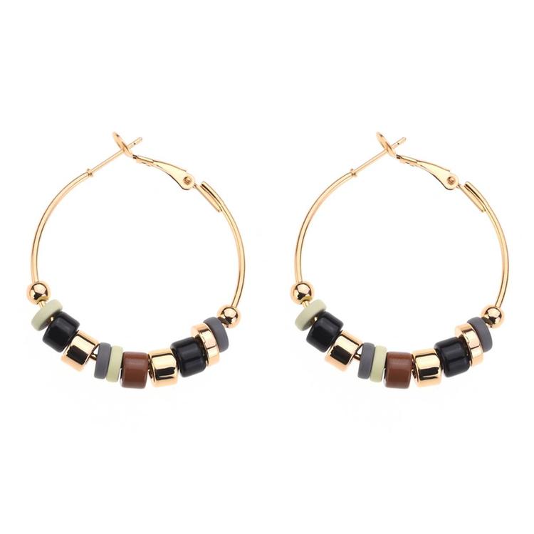 Ashley Cooper(tm) Beaded Earth-Tone Hoop Earrings