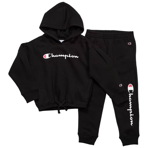 Girls (4-6x) Champion® Logo Pull Over Hoodie & Joggers Set