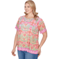 Plus Size Ruby Rd. Hothouse Florals Short Sleeve Damask Tee - image 3