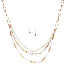 Ashley Cooper&#40;tm&#41; Mint & Sapphire Beaded Necklace & Earrings Set