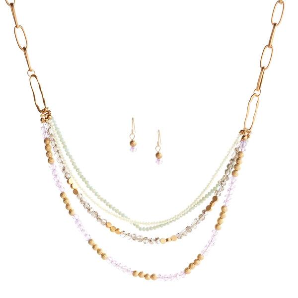 Ashley Cooper&#40;tm&#41; Mint & Sapphire Beaded Necklace & Earrings Set - image 