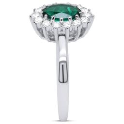 Nova Star® Oval Lab-Grown Emerald with Lab-Grown Diamond Ring