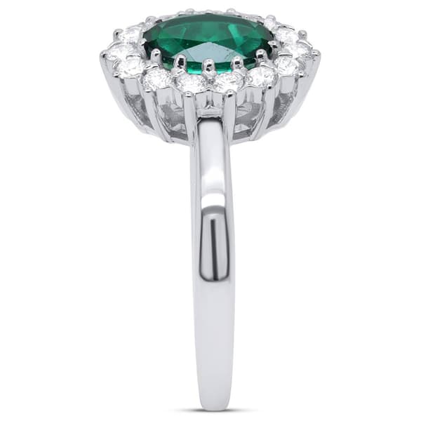 Nova Star® Oval Lab-Grown Emerald with Lab-Grown Diamond Ring