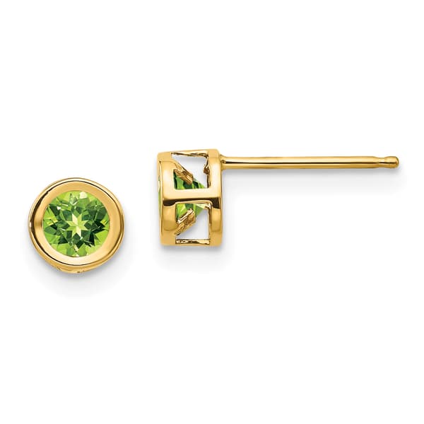 Gemstone Classics&#40;tm&#41; Yellow Gold 4mm. Peridot Stud Earrings - image 