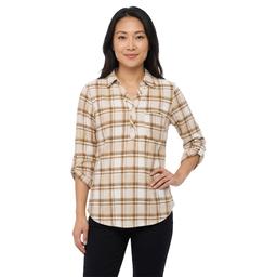 Womens Emily Daniels 3/4 Roll Tab Sleeve Plaid Blouse