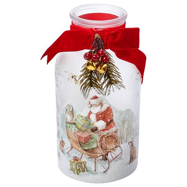 Transpac Santa Sleigh Glass Jar Decor - image 