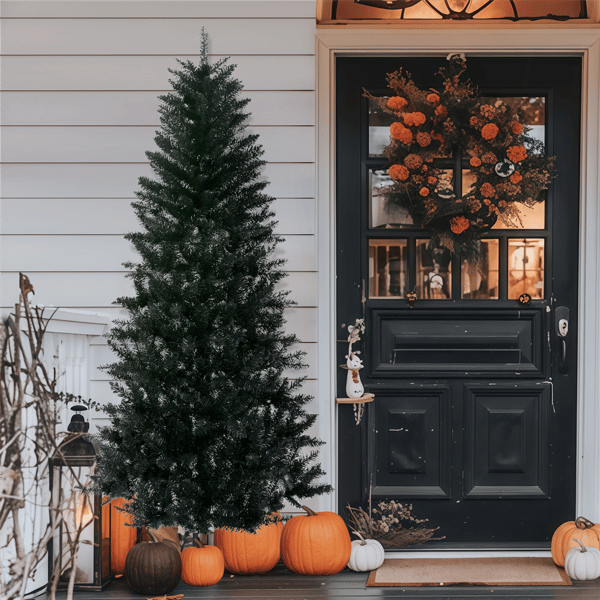 Puleo International 7ft. Black Carson Pine Christmas Tree