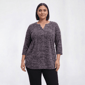 Plus Size Napa Valley 3/4 Sleeve Marled Pleated Knit Blouse - image 1