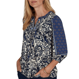 Petite Ruby Rd. English Countryside 3/4 Sleeve Foliage Blouse