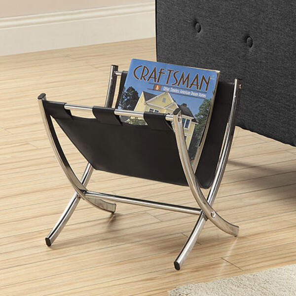 Monarch Specialties Magazine Rack - Black/Chrome - image 