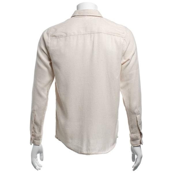 Mens Mountain Ridge Long Sleeve Flannel Shirt - Herringbone Ecru