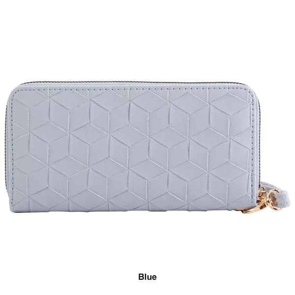 Womens Sasha Geometric Texture Zip Around Wristlets