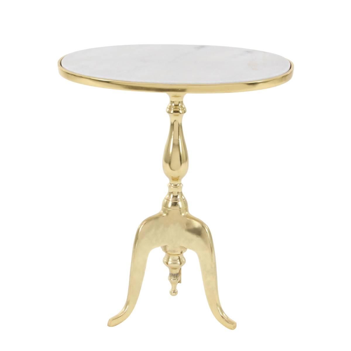 9th & Pike® Gold Marble Traditional Accent Table