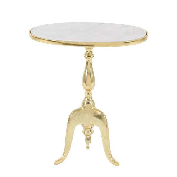 9th & Pike(R) Gold Marble Traditional Accent Table