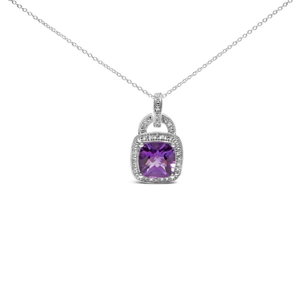 Haus of Brilliance Sterling Silver Purple Amethyst Pendant