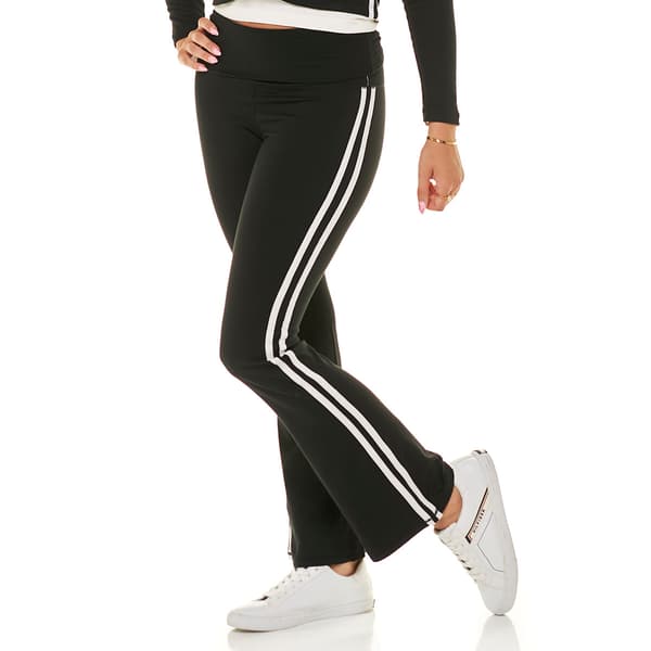 Juniors No Comment Lined Foldover Waist Side Stripe Leggings - image 