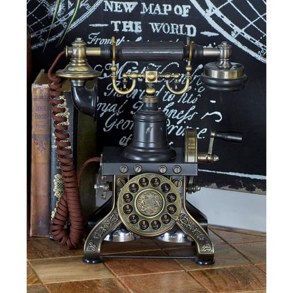 9th &amp; Pike® Black Brass Vintage Antique Phone