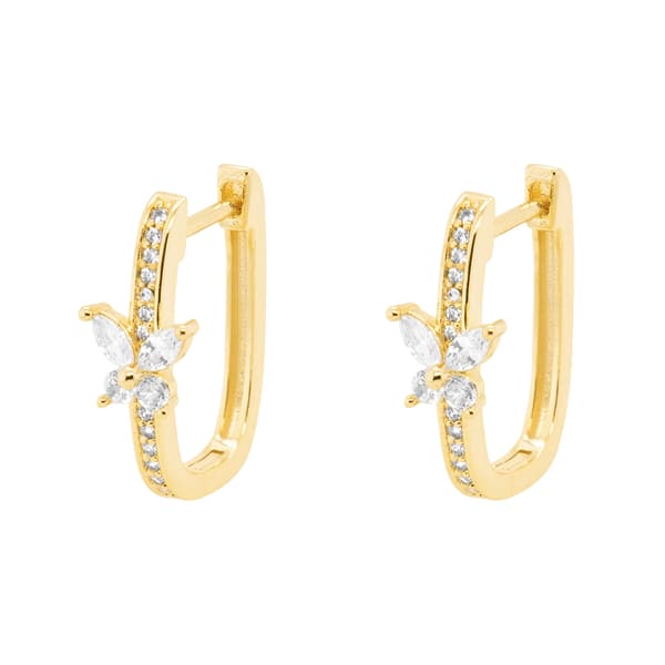 Marsala Clear Crystal Butterfly Hinge Hoop Earrings - image 