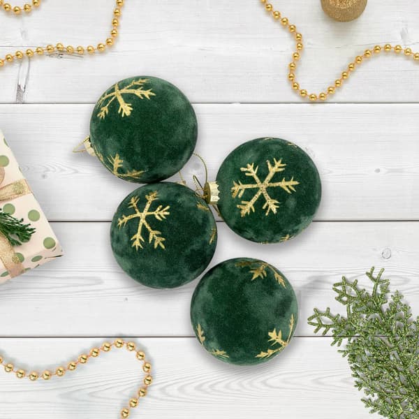 Northlight Seasonal 3in. Velvet Christmas Ornaments - Set of 4