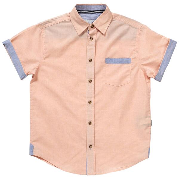 Boys &#40;8-16&#41; Distortion Short Sleeve Button Down Shirt - Orange - image 