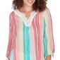 Womens Ruby Rd. Tropical Splash 3/4 Sleeve Woven Stripe Blouse - image 3