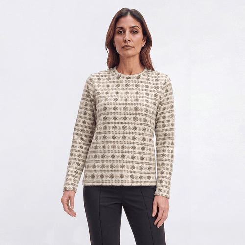 Womens Hasting & Smith Long Sleeve Snowflake Fleece Sweater - image 