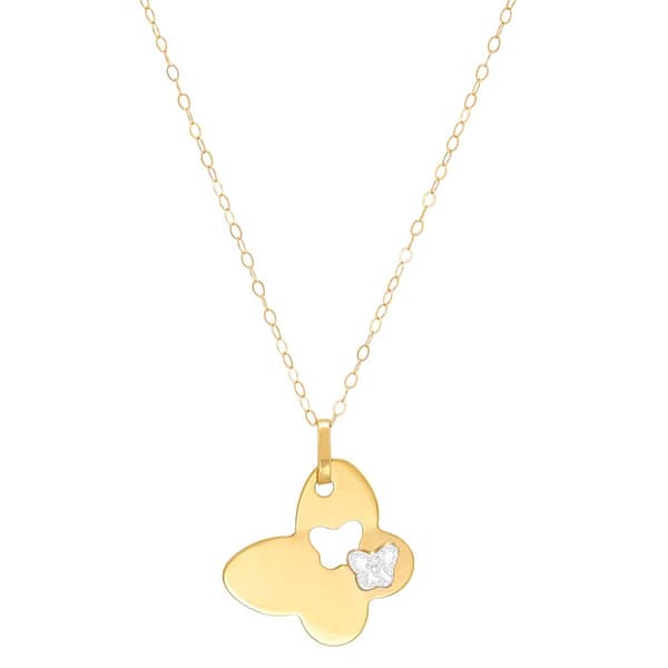 Gold Classics(tm) Butterfly with Cut-Out Butterfly Pendant Necklace - image 