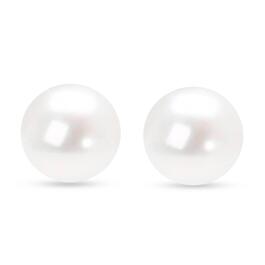 Haus of Brilliance Yellow Gold Round Pearl Stud Earrings