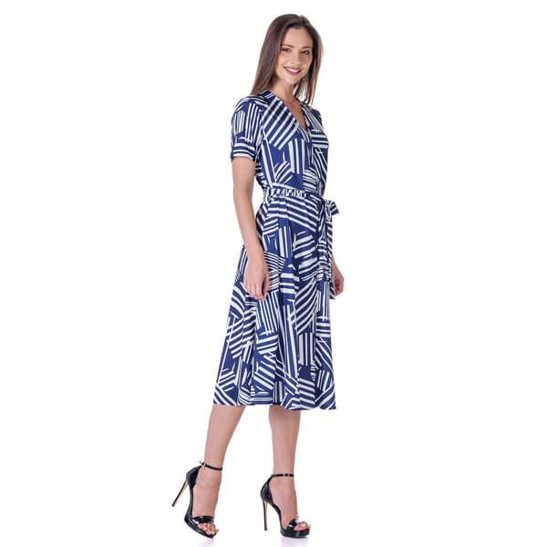 Womens 24/7 Comfort Apparel Tie Waist Midi Dress