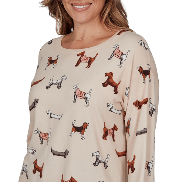 Plus Size Ruby Rd. English Countryside All Over Dog Sweater