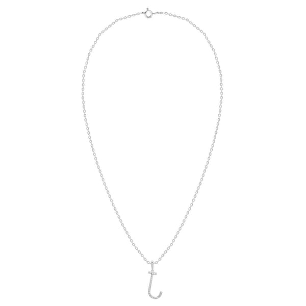 Nova Star® Sterling Silver Lab-Grown Diamond Initial J Pendant