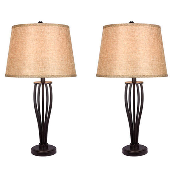 Fangio Lighting Set of 2 Metal Cage Table Lamps - image 