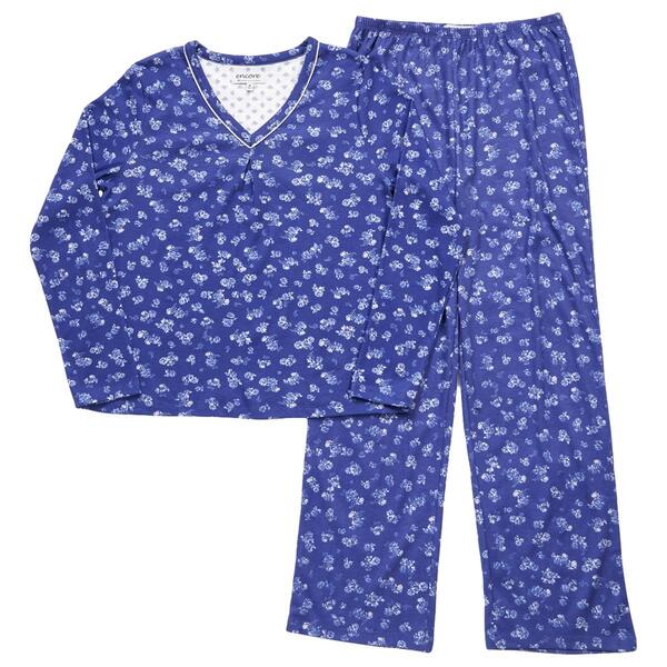Petite Karen Neuburger Riviera Ditsy V-Neck Pajama Set - image 