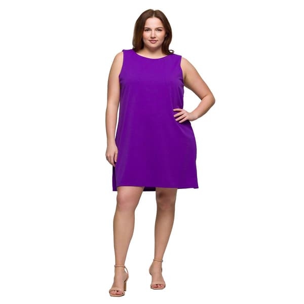 Plus Size 24/7 Comfort Apparel Solid Sleeveless Mini Shift Dress